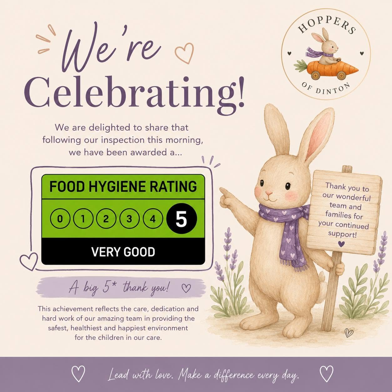 Food hygiene rating 5 celebration